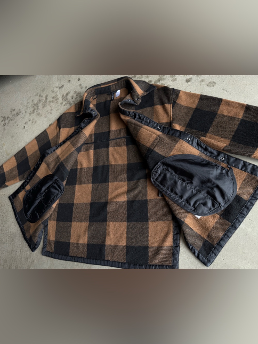 H&M / Oversized Buffalo Plaid Shacket Jacket / Brown Black - Picture 9 of 16